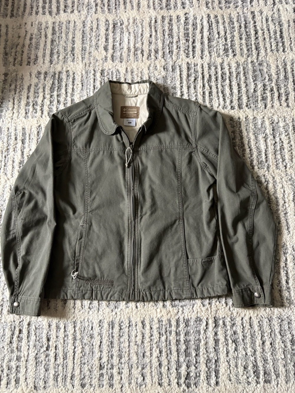 Women’s Vintage Columbia Olive Lightweight Zip-Front Shirt Jacket-Medium